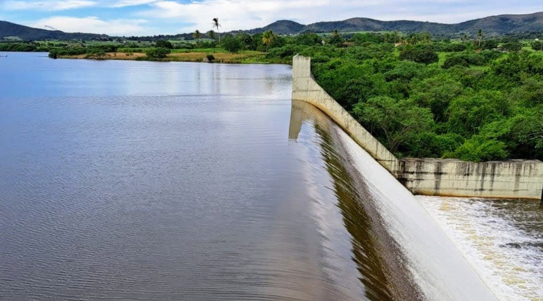 Barragem do Perímetro Irrigado Jacarecica I, em Itabaiana, quando verteu / Foto: Ascom Coderse