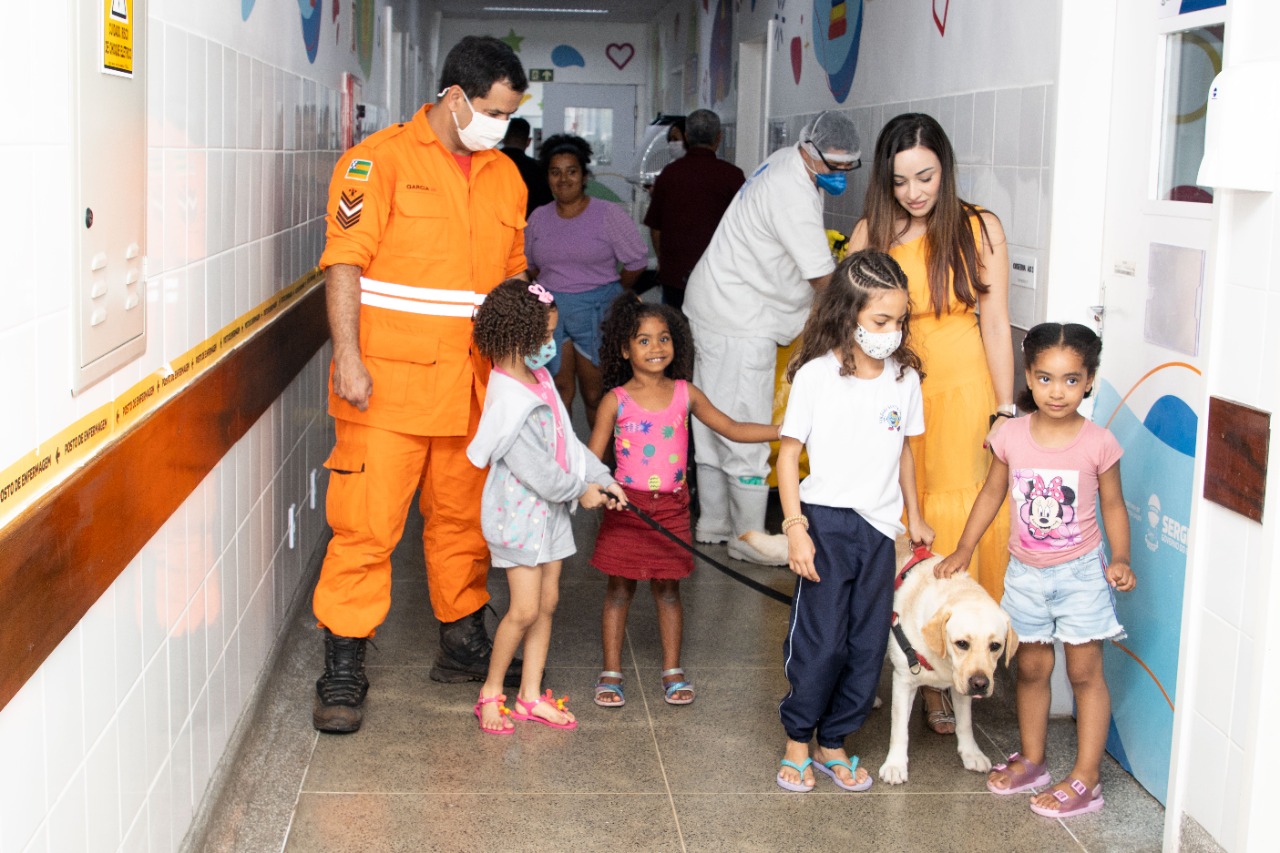O trabalho do canil vai além de operações de resgastes, também inclui iniciativas como a cinoterapia, que leva conforto e alegria a hospitais, escolas e instituições de apoio //Foto: Arquivo/ CBMSE