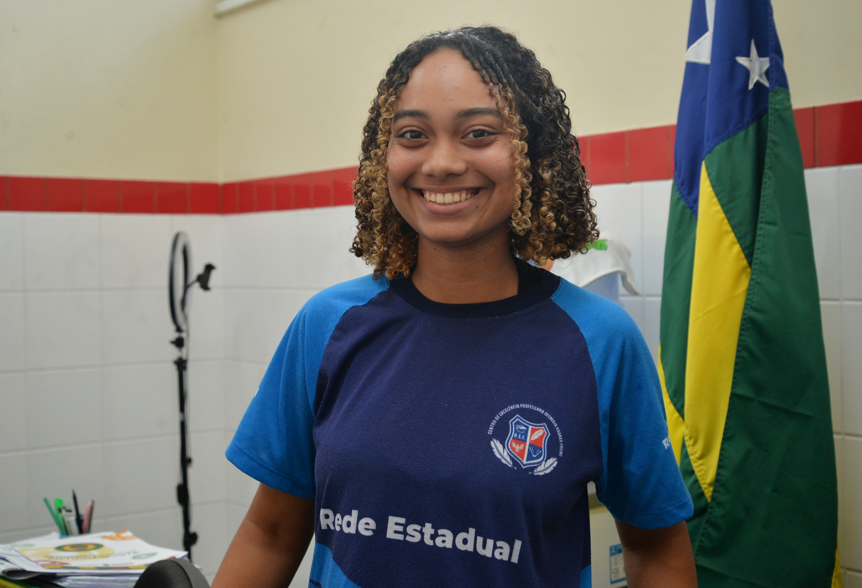 A estudante Gleicielly Vilela dos Santos, do Centro de Excelência Professora Ofenísia Freire, ressaltou que as melhorias vão ajudar no aprendizado / Foto: Maria Odília