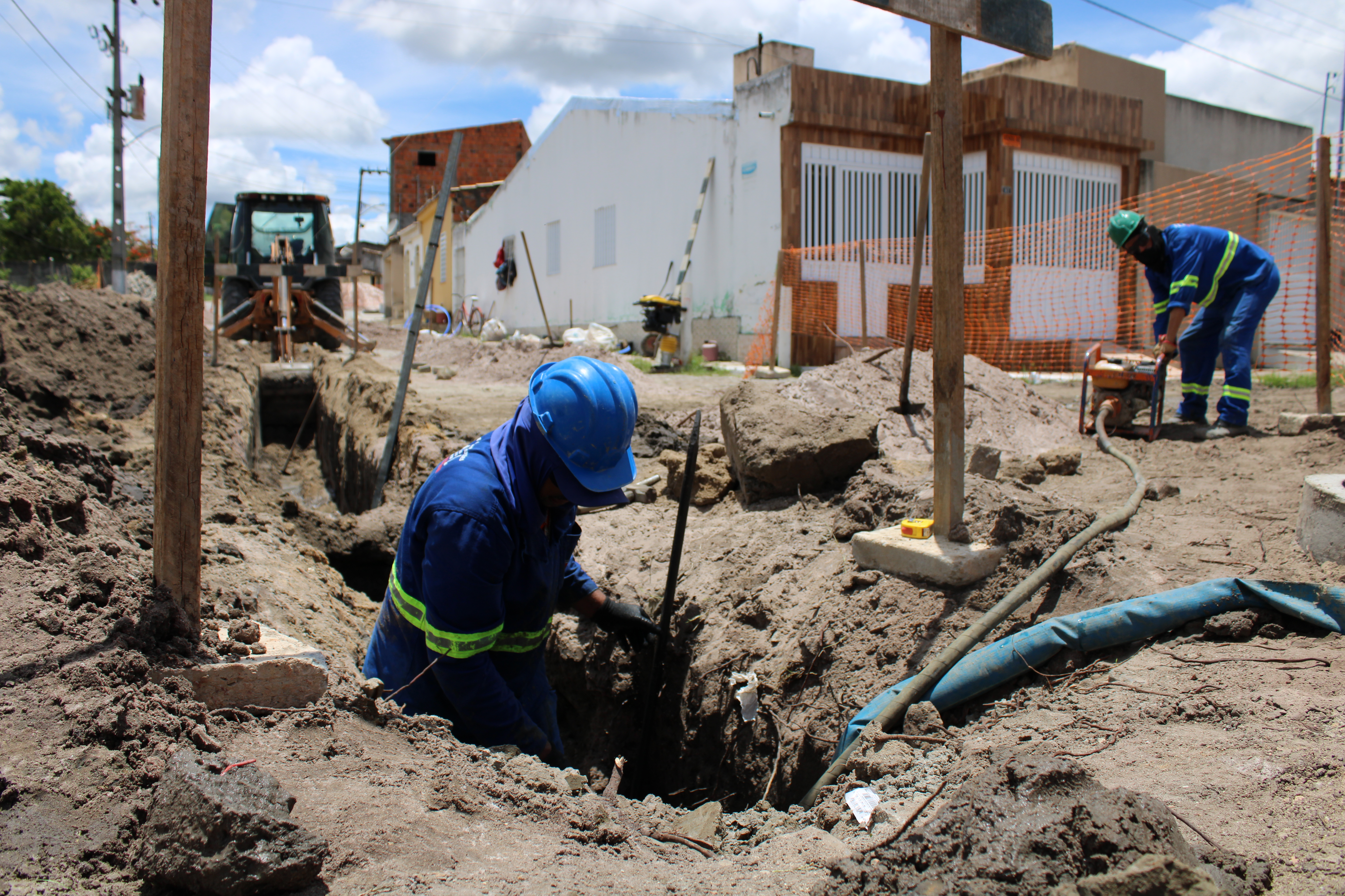 Obra de esgotamento sanitário em Itabaininha / Foto: Brenda Monteiro