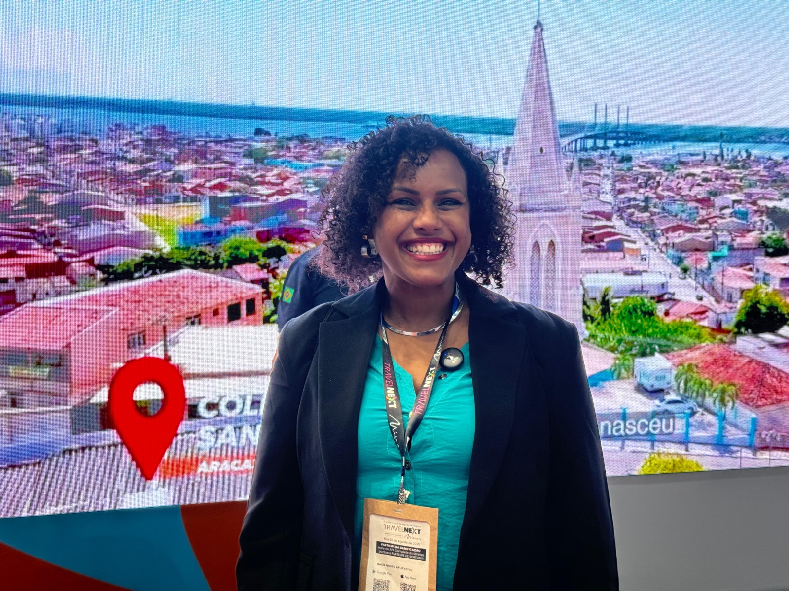 A agente de viagens Patrícia Martins destacou a receptividade da equipe Setur no estande sergipano na Travel Next / Foto: Pietro Lobo/Setur