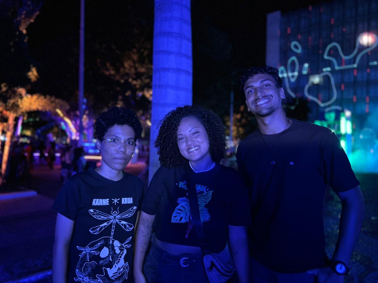 Quem também aproveitou a última noite do festival foram os primos Enzo Gabriel, Crislaine e Carla Vieira // Fotos: Ascom Funcap